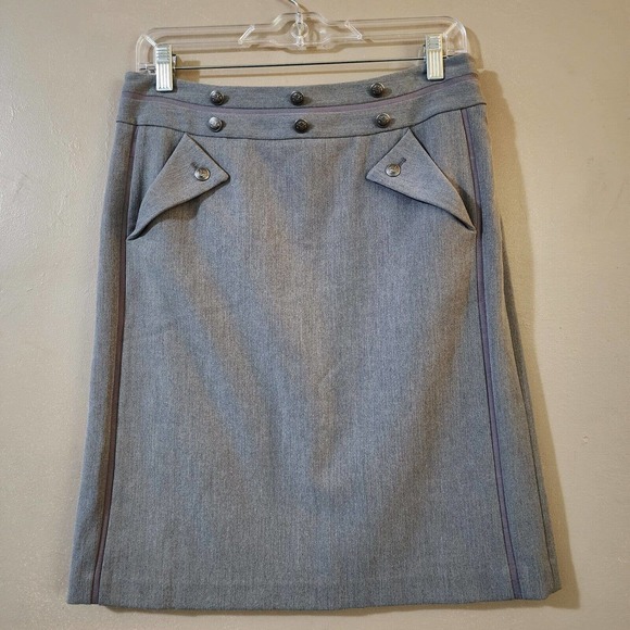Grace Elements Dresses & Skirts - Grace Elements Womens A-Line Skirt Size 6P Petite Gray Career Stretch Knee